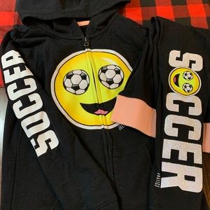 Justice Soccer Leggings/Zip-up Glitter Hoodie Set